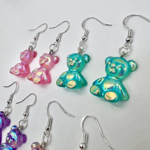 Gummy Bear Earrings - Metallic Earrings - Baby Shower Earrings - Gender Reveal - Picture 4 of 10